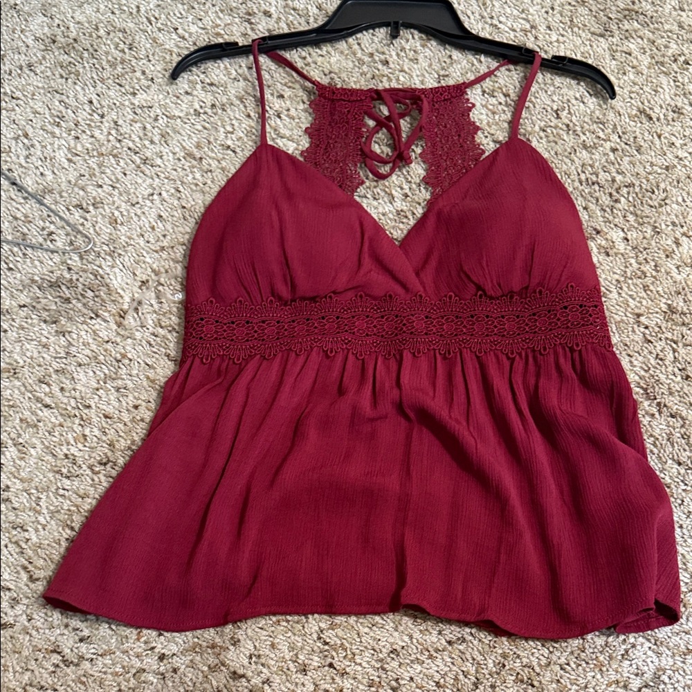 No Boundaries Burgundy Lace Camisole Top
